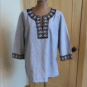 TOMMY BAHAMA "Island Diamond" Embroidered Beach Summer Nautical Cotton Tunic XL